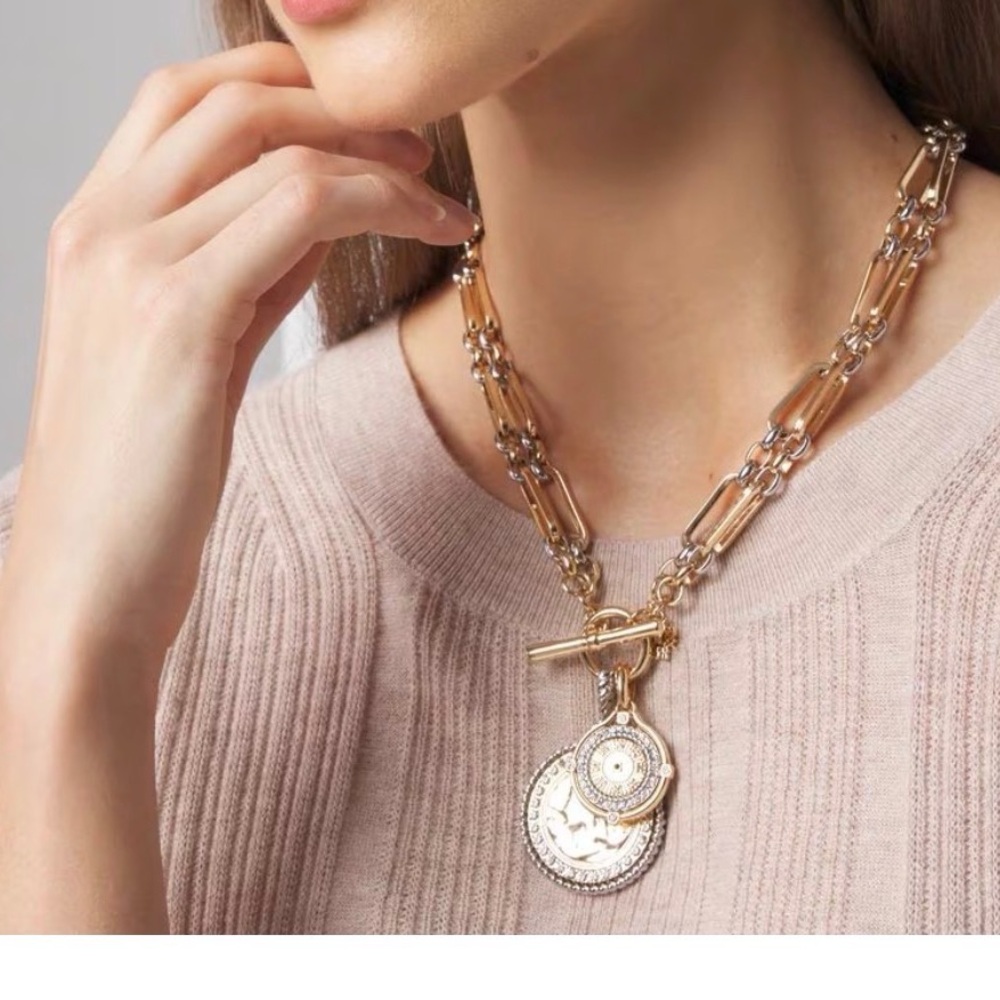 White House Black Market Gold and Silver Pendant Necklace - Picture 4 of 10